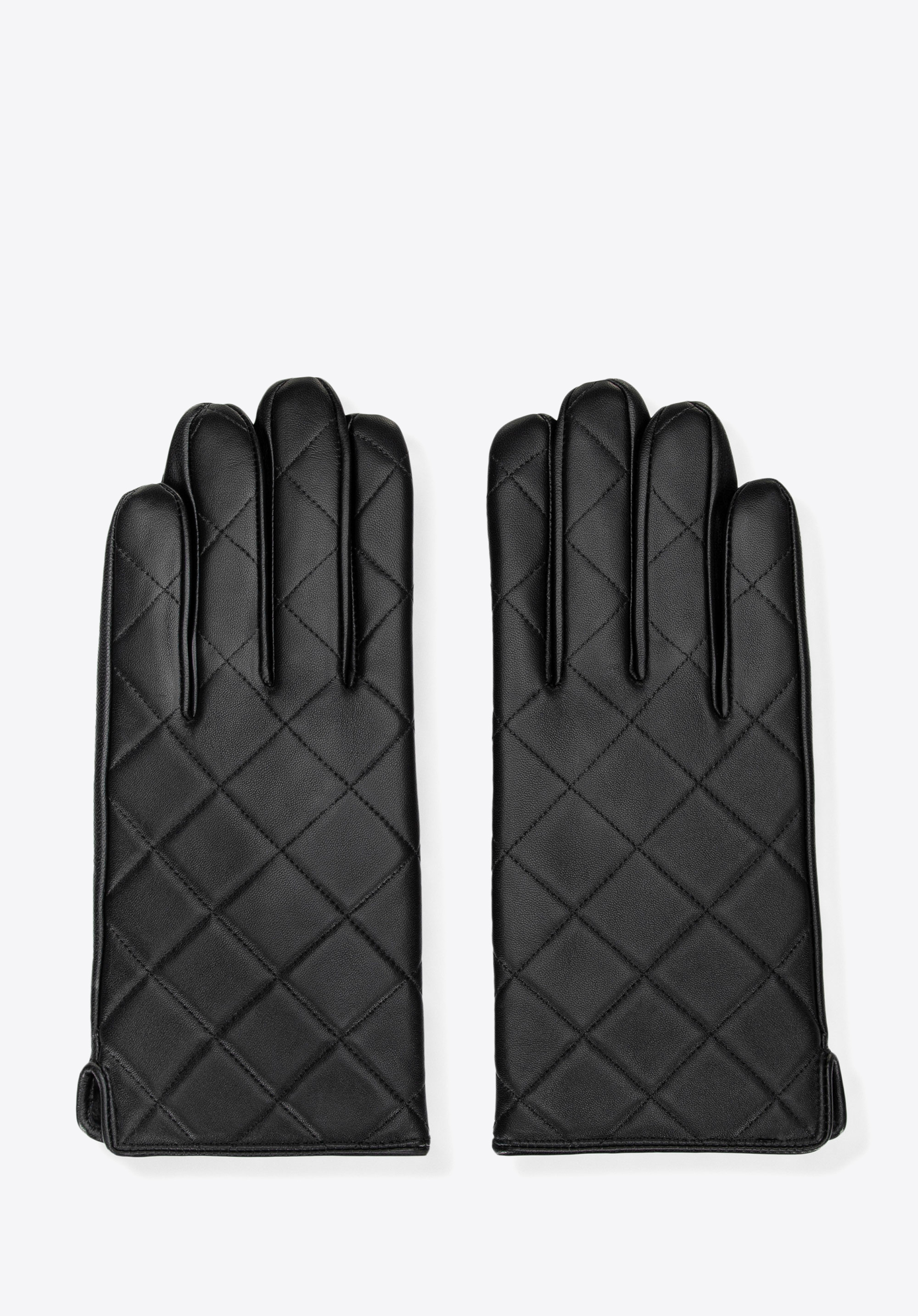 Dámské prošívané kožené rukavice, černá, 39-6L-038-1-XL, Obrázek 1