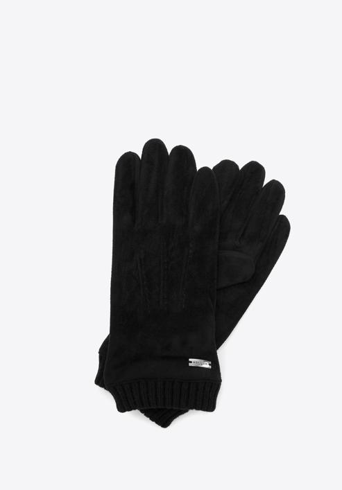 Dámské rukavice s žebrovanými manžetami, černá, 39-6P-018-1-S/M, Obrázek 1