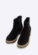 Dámské semišové boty s drážkovanou podrážkou, černá, 97-D-305-1Z-41, Obrázek 2