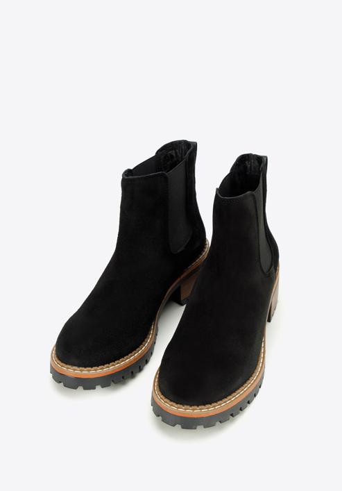 Dámské semišové boty s drážkovanou podrážkou, černá, 97-D-305-1Z-38, Obrázek 2