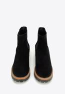 Dámské semišové boty s drážkovanou podrážkou, černá, 97-D-305-1Z-37, Obrázek 3
