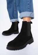 Dámské semišové kotníkové boty se silnou podrážkou, černá, 97-D-308-5-37, Obrázek 15