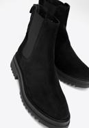 Dámské semišové kotníkové boty se silnou podrážkou, černá, 97-D-308-4-37, Obrázek 6