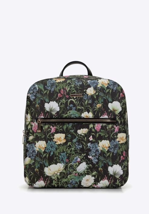 Dámský batoh z ekologické kůže s květinami, černá, 98-4Y-201-0, Obrázek 1
