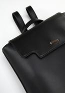 Dámský batoh z ekologické kůže s vykrojenou klopou, černá, 97-4Y-602-N, Obrázek 4