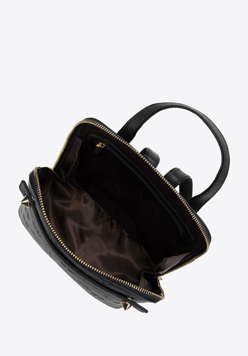 Dámský kožený batoh s lichoběžníkovým monogramem, černá, 98-4E-604-0, Obrázek 3
