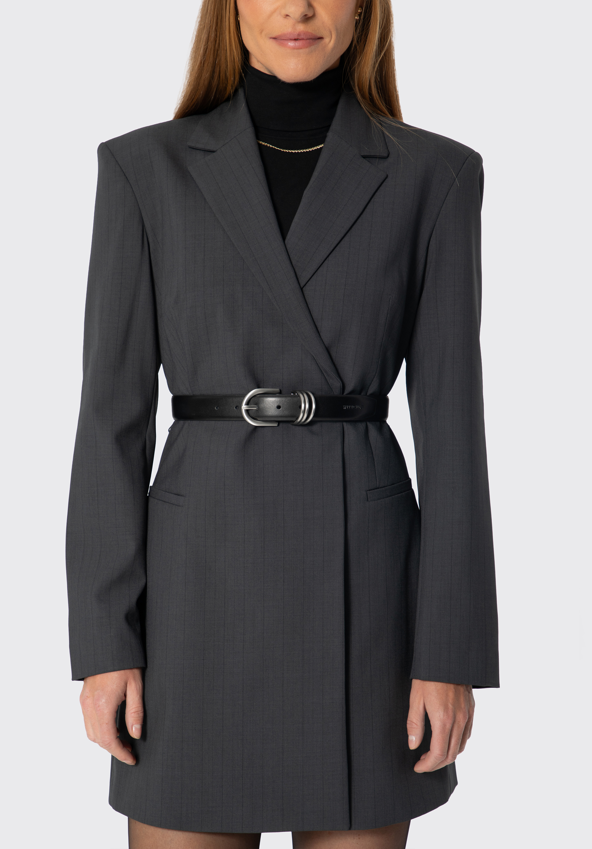 Dámský kožený opasek s ozdobnými kroužky, černá, 103-8D-208-1-2XL, Obrázek 1