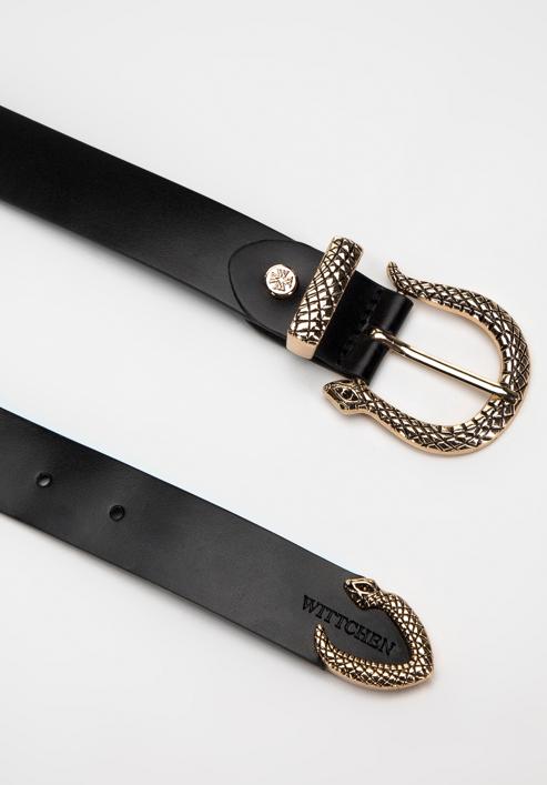 Dámský kožený pásek se sponou ve tvaru hada, černá, 98-8D-104-1-M, Obrázek 2