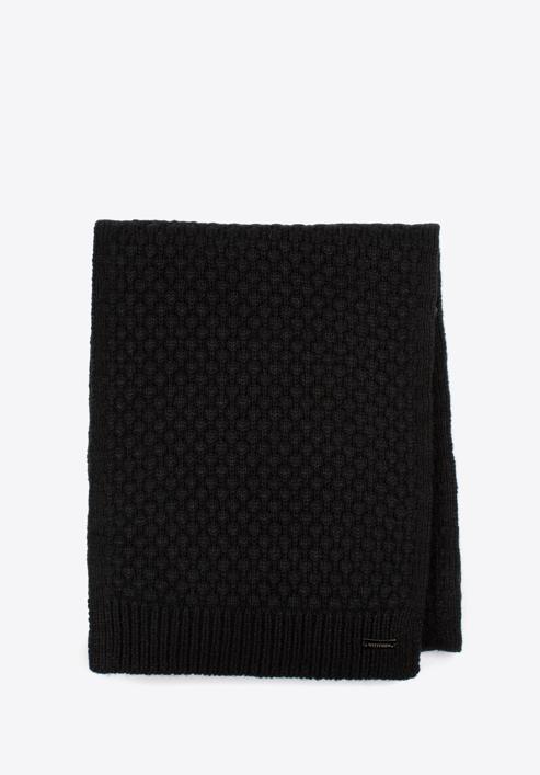 Dámský šátek s drobným geometrickým vzorem, černá, 97-7F-005-1, Obrázek 1