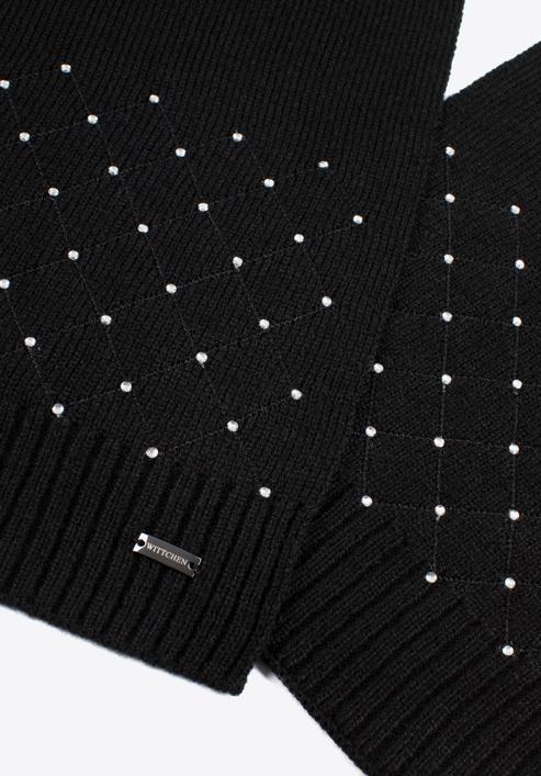 Dámský šátek s krystaly, černá, 97-7F-001-8, Obrázek 3