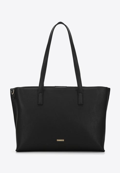 Dvoukomorová dámská kabelka z ekologické kůže s lemovanými stranami, černá, 97-4Y-512-3, Obrázek 2