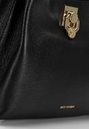 Dvoukomorová kožená kabelka s ozdobnou přezkou, černá, 98-4E-614-1, Obrázek 5