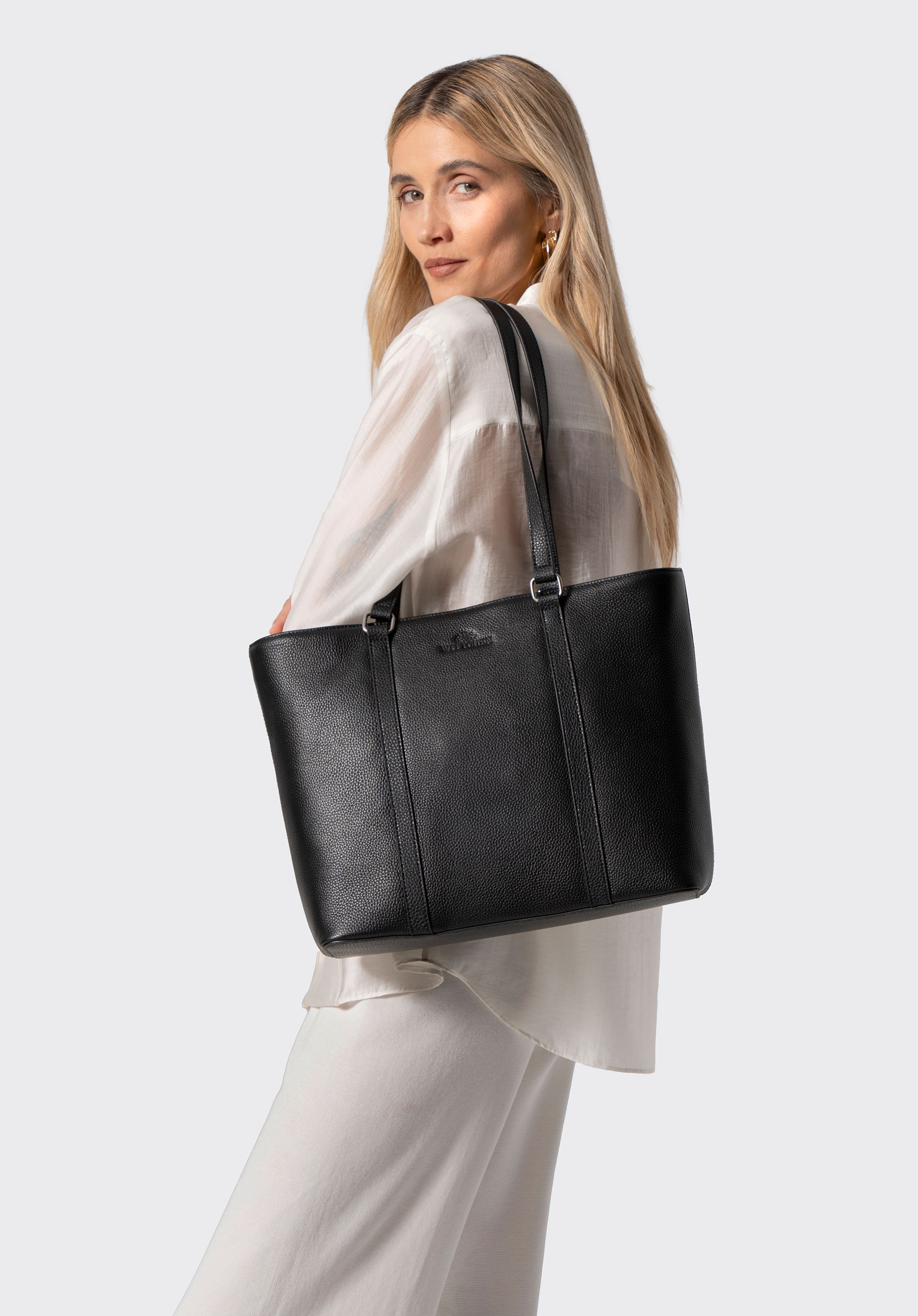 Elegantní kožená nákupní taška, černá, 102-4E-208-1, Obrázek 1