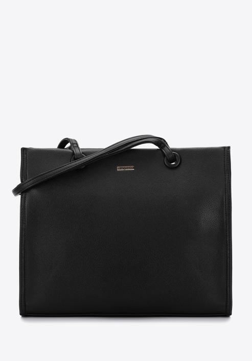 Jednoduchá kabelka  z ekologické kůže s ozdobnými kolečky, černá, 97-4Y-632-3, Obrázek 1