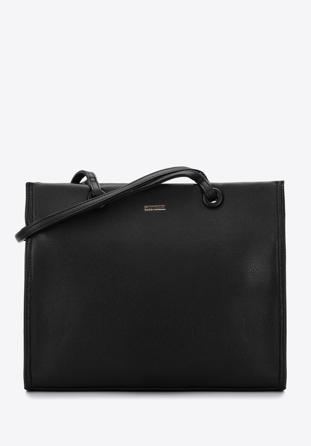 Jednoduchá kabelka  z ekologické kůže s ozdobnými kolečky, černá, 97-4Y-632-1, Obrázek 1