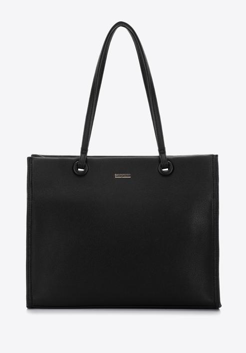 Jednoduchá kabelka  z ekologické kůže s ozdobnými kolečky, černá, 97-4Y-632-3, Obrázek 2
