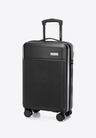 Kabinový kufr se svislými pruhy z ABS-u, černá, 56-3A-801-10, Obrázek 1