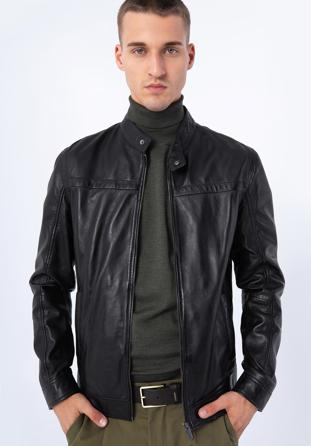 Klasická pánská kožená bunda, černá, 97-09-854-1-2XL, Obrázek 1