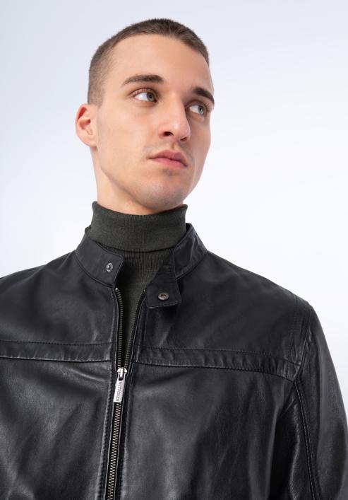 Klasická pánská kožená bunda, černá, 97-09-854-1-L, Obrázek 18