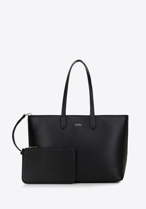 Klasická velká dámská kabelka z ekologické kůže, černá, 98-4Y-501-0, Obrázek 3