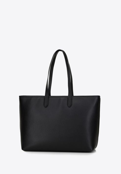 Klasická velká dámská kabelka z ekologické kůže, černá, 98-4Y-501-9, Obrázek 4