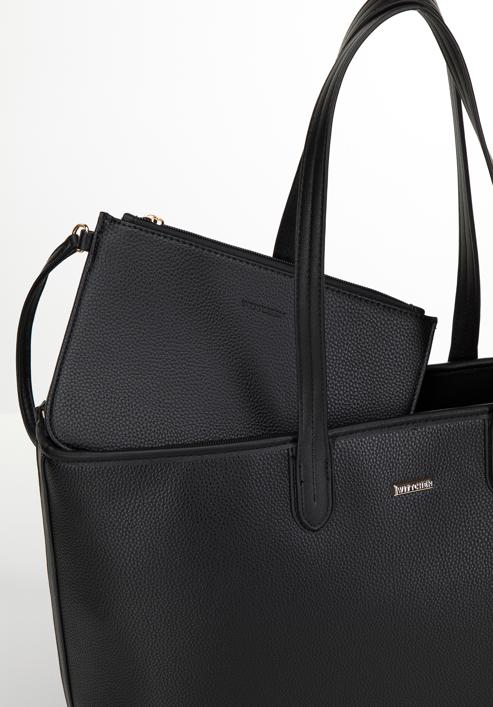 Klasická velká dámská kabelka z ekologické kůže, černá, 98-4Y-501-0, Obrázek 6