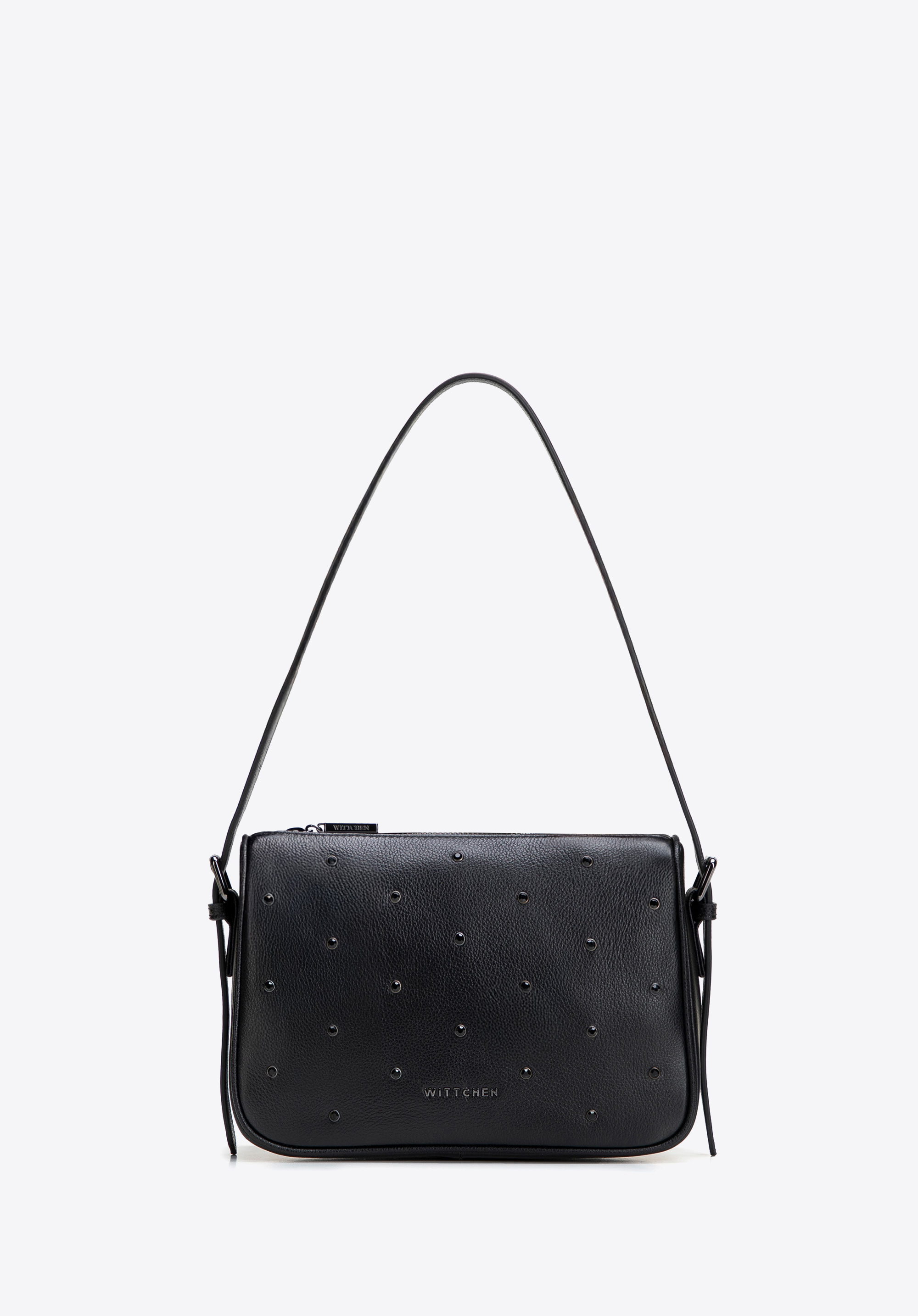 Kožená crossbody kabelka s ozdobnými krystaly, černá, 102-4E-619-1, Obrázek 1