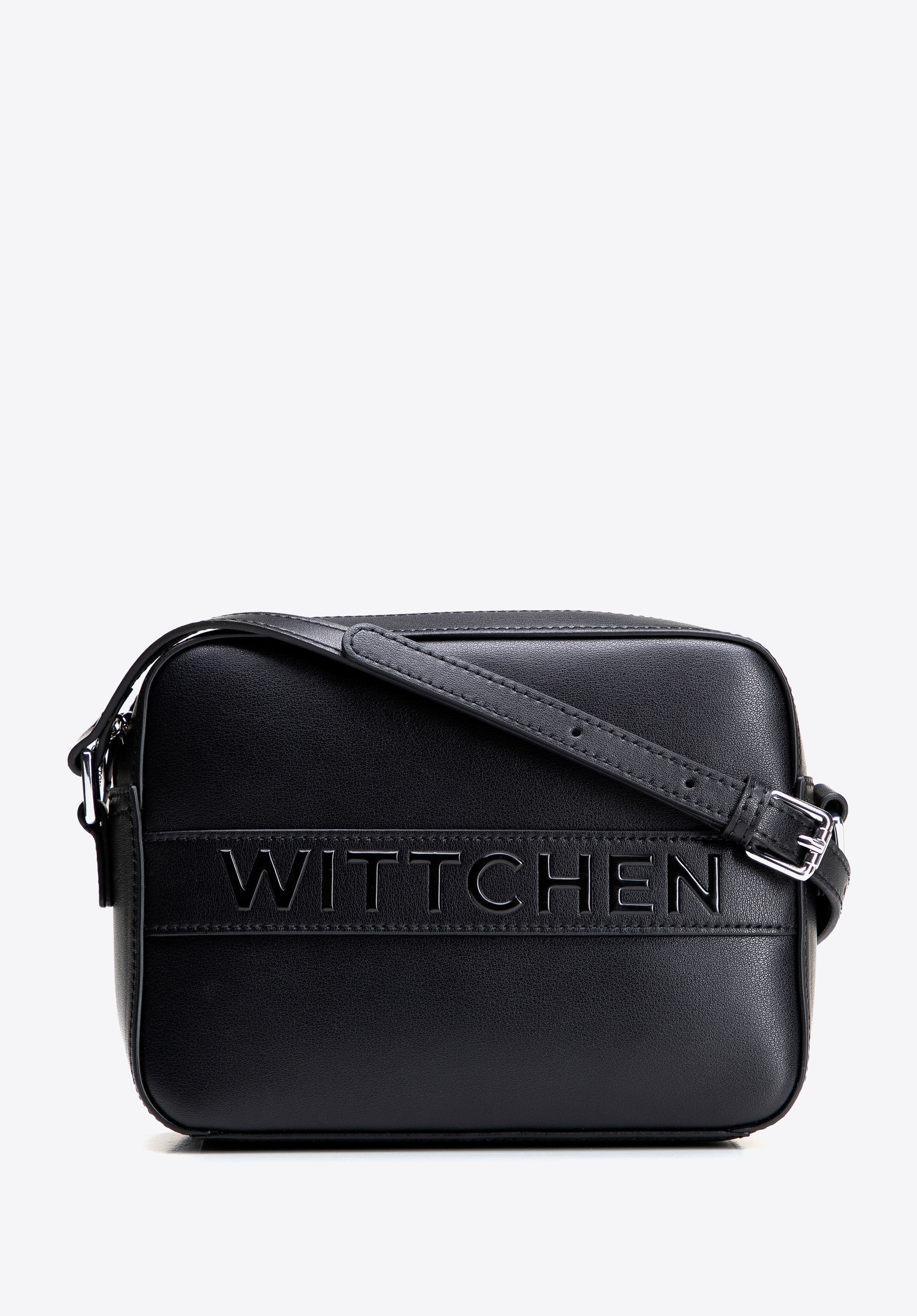 Kožená crossbody kabelka ve tvaru krabice, černá, 100-4E-634-1, Obrázek 1