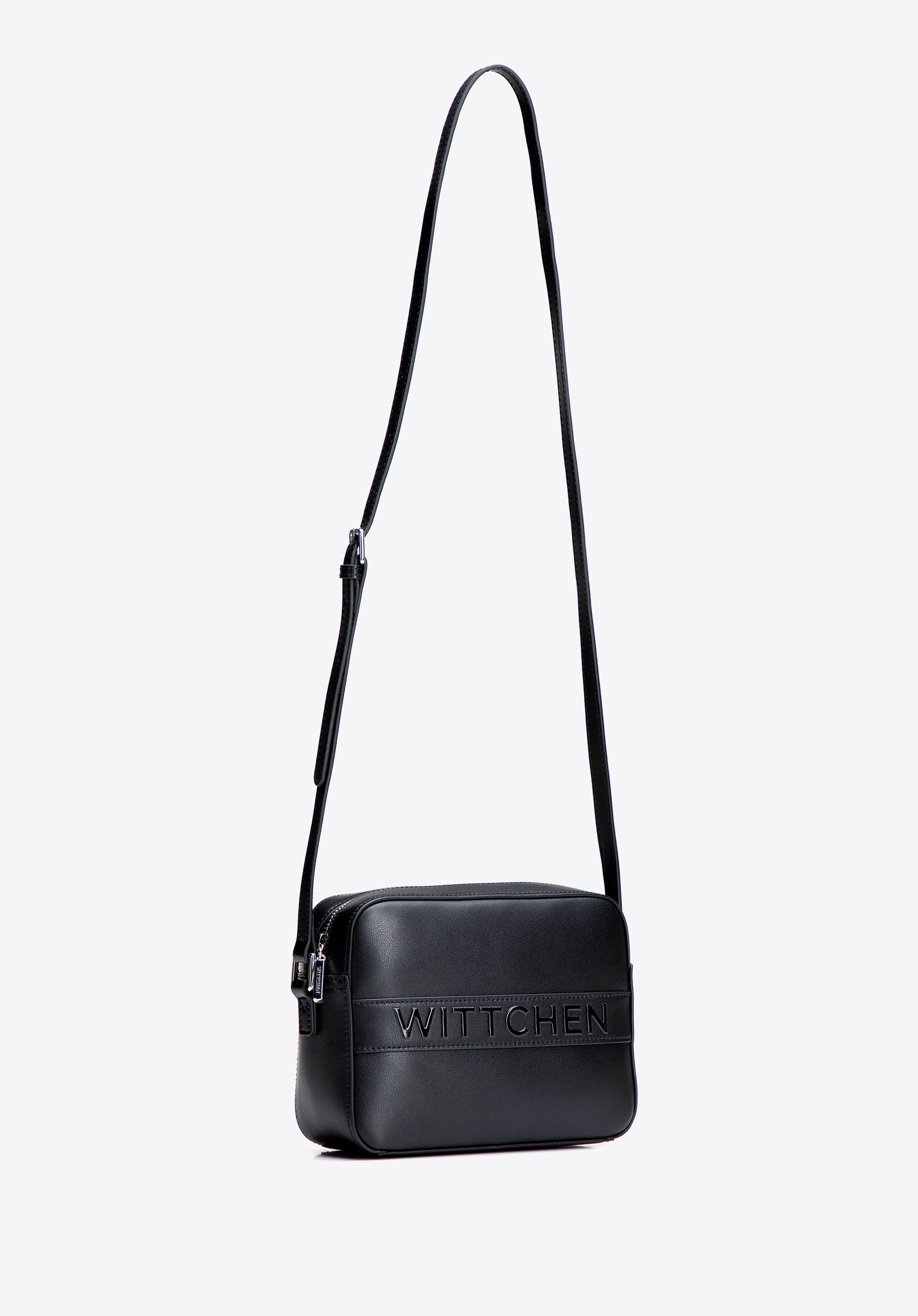 Kožená crossbody kabelka ve tvaru krabice, černá, 100-4E-634-1, Obrázek 1