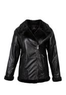 Kožená dámská bunda s ekologickou kožešinou, černá, 97-09-800-1-XL, Obrázek 30