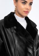 Kožená dámská bunda s ekologickou kožešinou, černá, 97-09-800-1-M, Obrázek 7