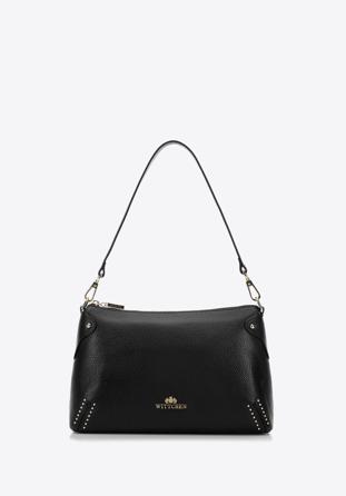 Kožená dámská kabelka s malými nýtky, černá, 98-4E-606-1, Obrázek 1