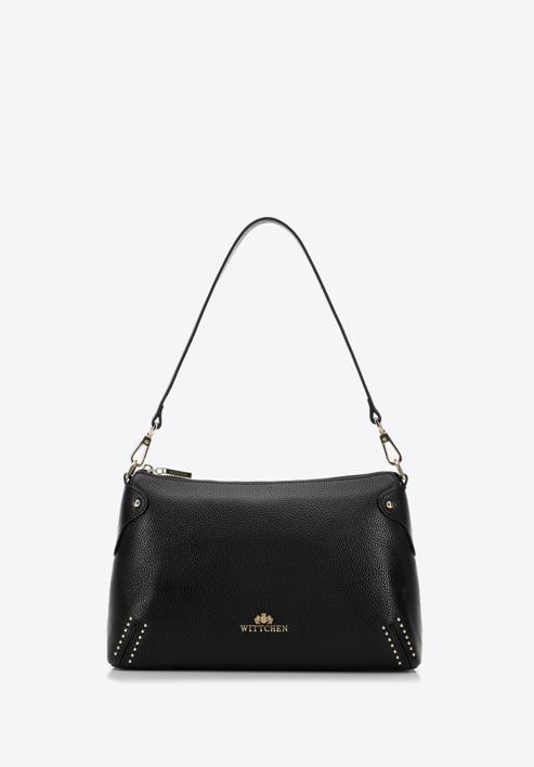 Kožená dámská kabelka s malými nýtky, černá, 98-4E-606-9, Obrázek 1