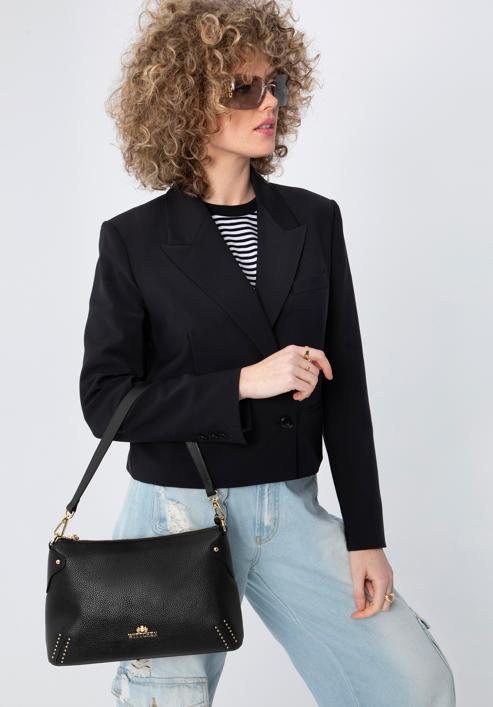 Kožená dámská kabelka s malými nýtky, černá, 98-4E-606-9, Obrázek 15