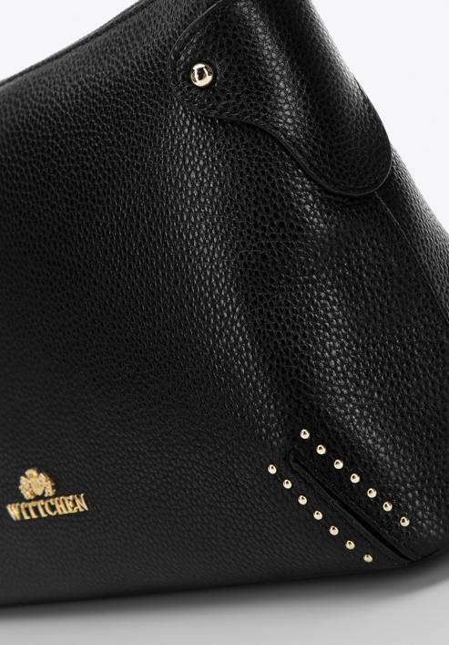 Kožená dámská kabelka s malými nýtky, černá, 98-4E-606-1, Obrázek 4