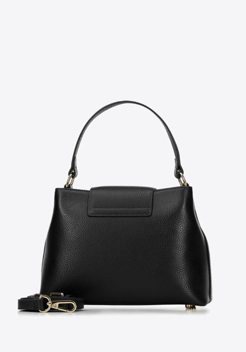 Kožená dámská kabelka s ozdobnou sponou, černá, 98-4E-613-P, Obrázek 2