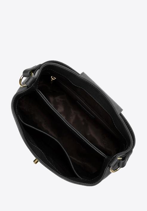 Kožená dámská kabelka s ozdobnou sponou, černá, 98-4E-613-P, Obrázek 3