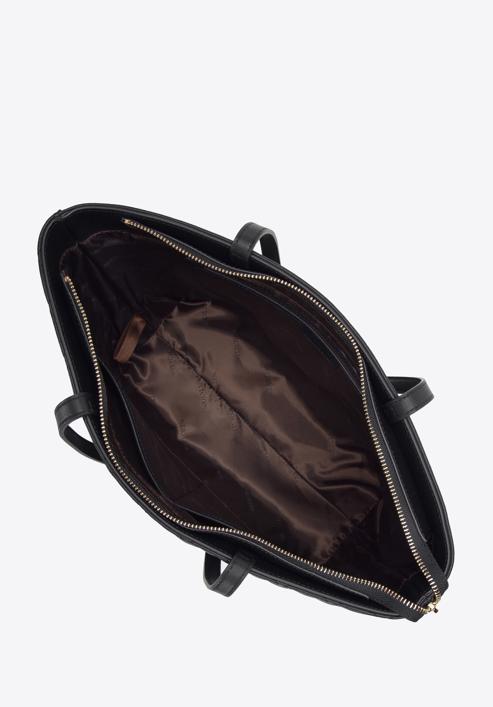 Kožená dámská kabelka s ozdobným monogramem, černá, 97-4E-610-9, Obrázek 4