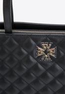 Kožená dámská kabelka s ozdobným monogramem, černá, 97-4E-610-9, Obrázek 5