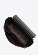 Kožená kabelka s geometrickou klopou, černá, 98-4E-201-5, Obrázek 3
