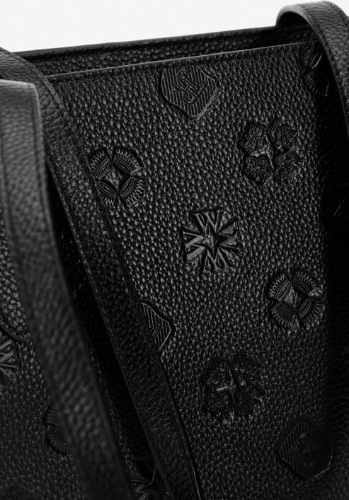 Kožená kabelka s monogramem, černá, 98-4E-605-9, Obrázek 5