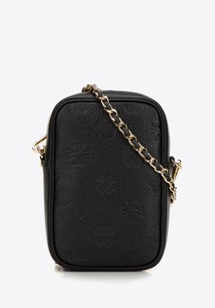 Kožená mini kabelka s monogramem, černá, 98-2E-601-1, Obrázek 1