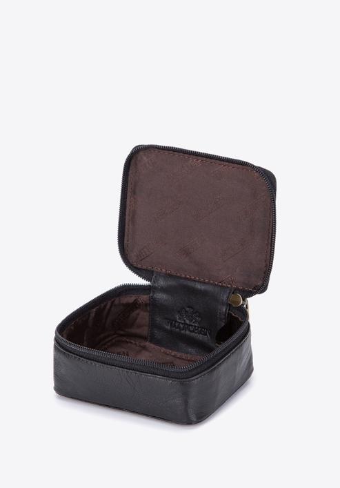Kožená mini kosmetická taška, černá, 98-2-003-55, Obrázek 3