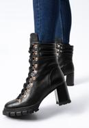 Kožené dámské boty s prošívanou vsadkou na patě, černá, 97-D-521-1W-40, Obrázek 15