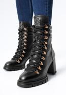 Kožené dámské boty s prošívanou vsadkou na patě, černá, 97-D-521-1W-37, Obrázek 16