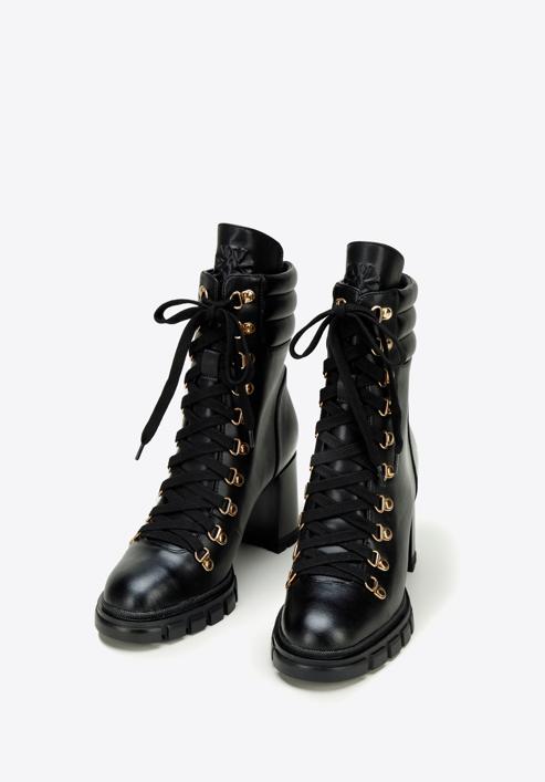Kožené dámské boty s prošívanou vsadkou na patě, černá, 97-D-521-1W-41, Obrázek 2