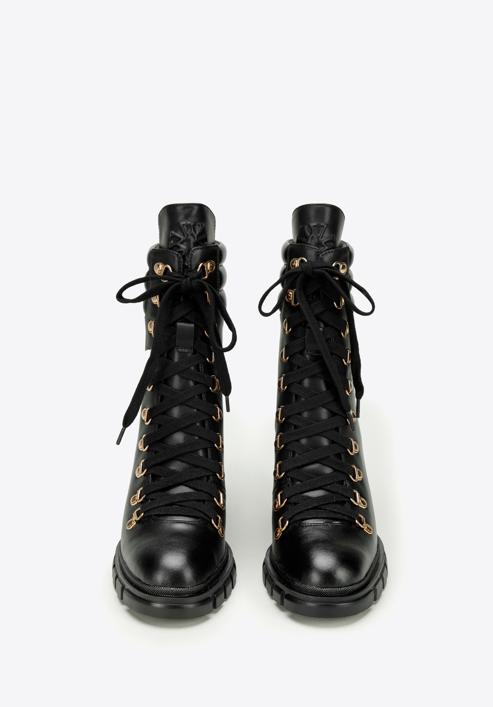 Kožené dámské boty s prošívanou vsadkou na patě, černá, 97-D-521-1W-39, Obrázek 3