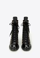 Kožené dámské boty s prošívanou vsadkou na patě, černá, 97-D-521-1W-39, Obrázek 3