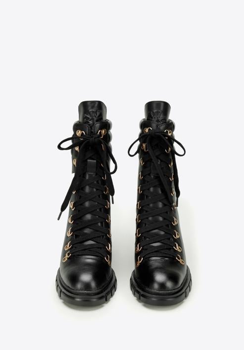 Kožené dámské boty s prošívanou vsadkou na patě, černá, 97-D-521-0-36, Obrázek 3