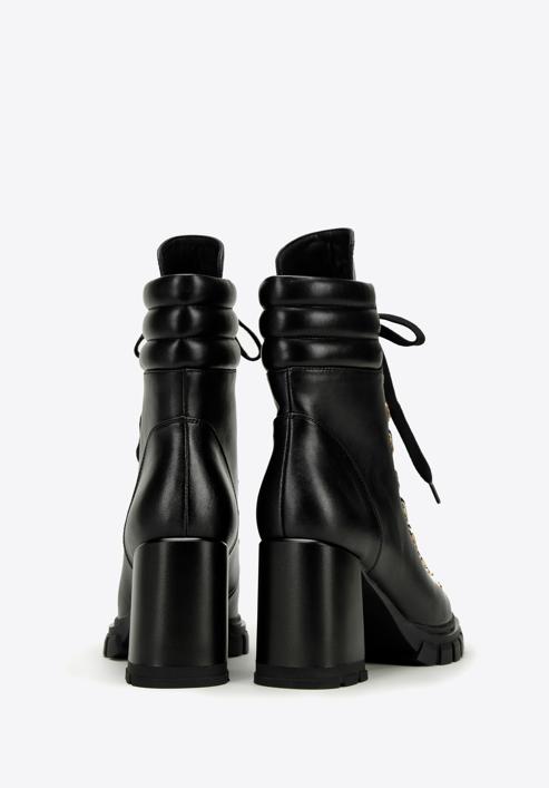 Kožené dámské boty s prošívanou vsadkou na patě, černá, 97-D-521-1W-37, Obrázek 4